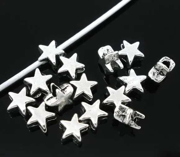 DoreenBeads цинк металлические бусины-вставки из сплава Звезда античный серебряный цвет около 6 мм(2/") х 6 мм(2/8"), отверстие: около 1,5 мм, 40 шт
