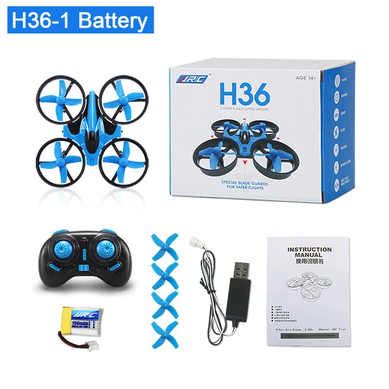 H36-Blue-1 Battery JJRC H36 мини Drone Quadcopter 3D флип Безголовый режим один ключ возвращение вертолет дроны VS JJRC H8 Mini Дрон best игрушки для детей - Цвет: H36-Blue-1 Battery