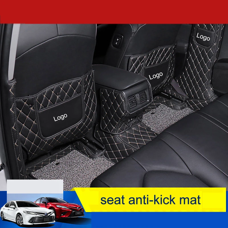 

QHCP Leather Material Car Seat Anti-kick Mat Door B Pillars Pad Anti-dirty Mat Armrest Box Cover Protection For 8th Camry 2018