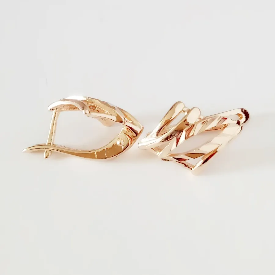 Женские серьги подвески золотого цвета офисные розового золота 585 пробы