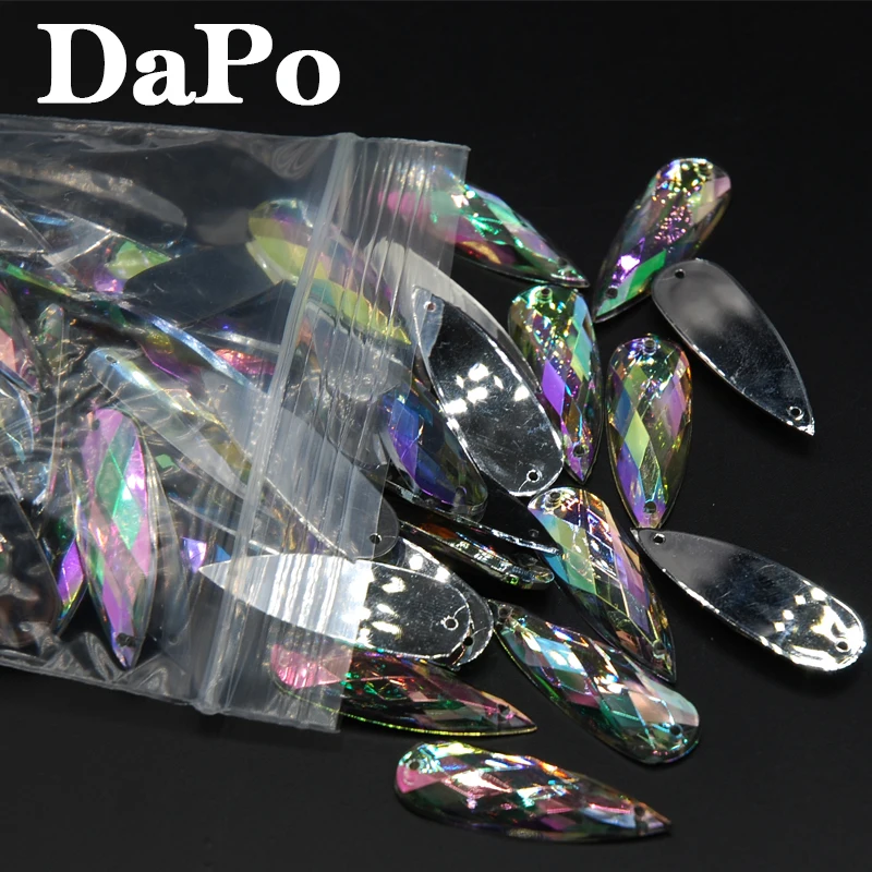 Высокое качество супер блестящие 10*30 мм 100 шт кристально чистые AB Пришивные