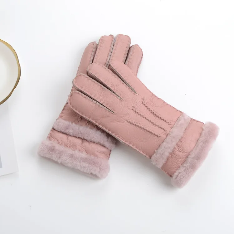 Меха и овечьим мехом Перчатки палец-указывая женские зимние теплые мягкой моды