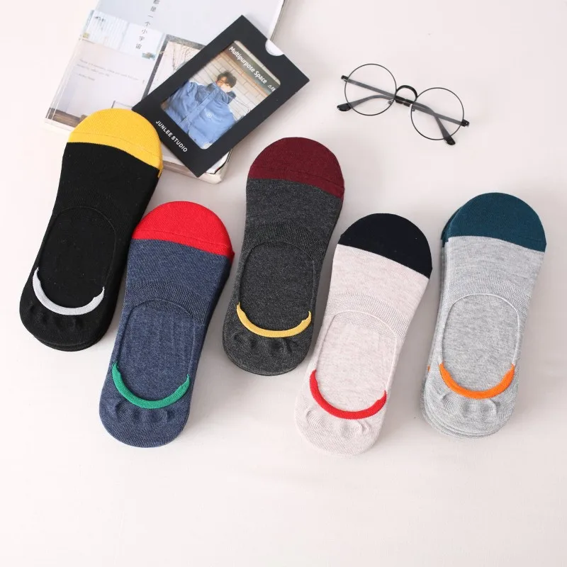 5 Colors Socks 5 пар/партия, мужские носки, новые Нескользящие силиконовые невидимые Компрессионные носки-лодочки, мужские короткие носки, Harajuku, мужские хлопковые носки Meias - Цвет: 5 Colors Socks