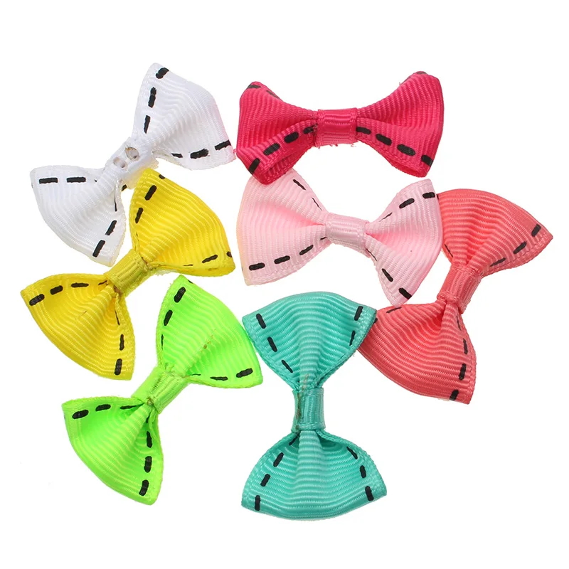 Зажимы для волос с бантом детский атласный 50 шт. из полиэстера цвета в