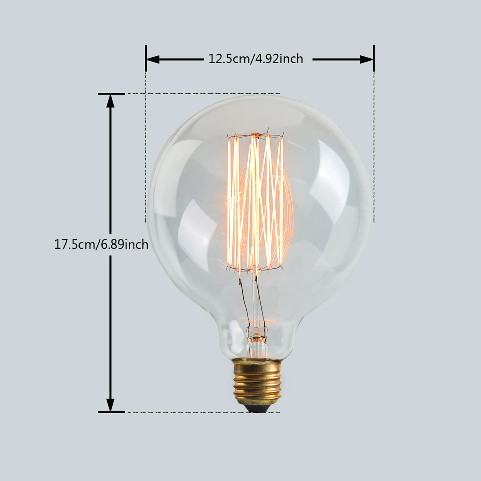 Шаровое E26/E27 лампы накаливания 110 V/220 V 40 W Винтаж Эдисон осветительная лампа прямые спираль проволочные лампы G125