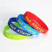 1pc medical alert nut allergy silicone wristband adults size green red blue pink armband nurse braceetsbangles gifts sh110a