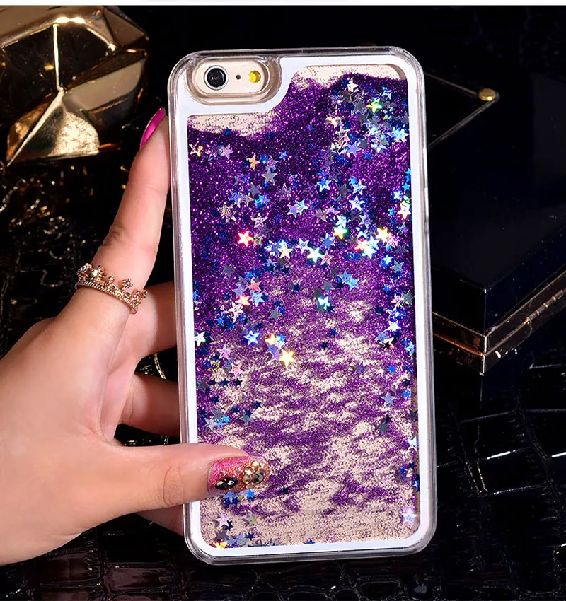 NEW Luxury Glitter Liquid Sand Quicksand Star Case for iphone 4 4S 5 5S SE 6 6S 7 8 Plus X 10 Transparent Clear Hard Cover |