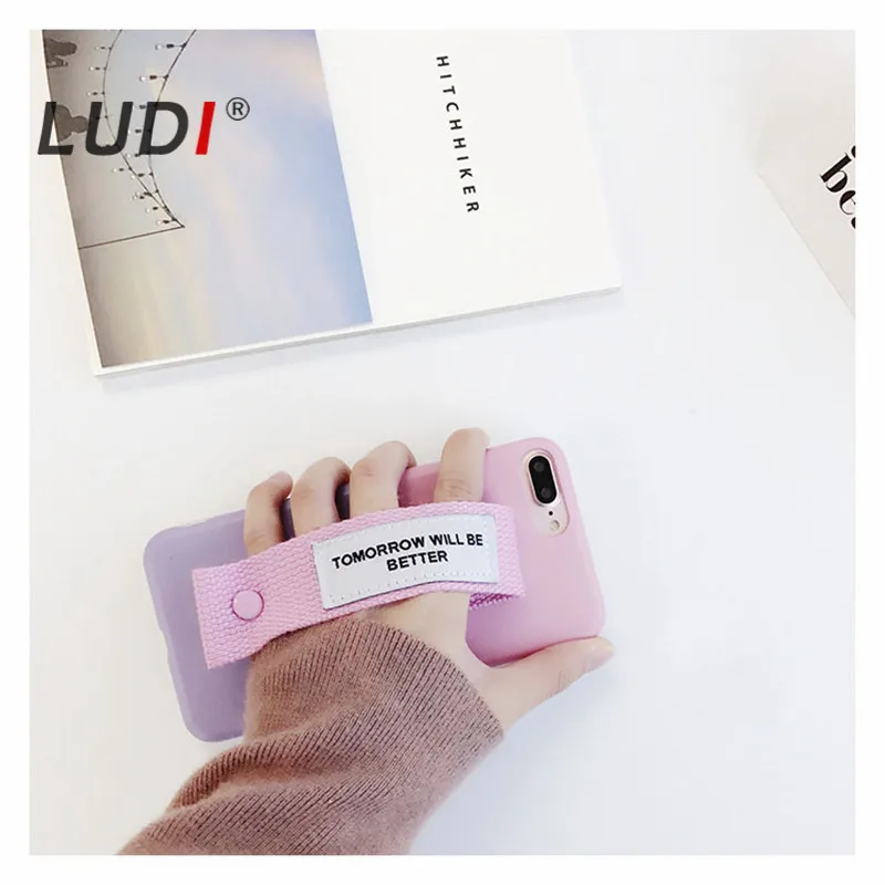 Модный камуфляжный чехол леденцового цвета LUDI для iPhone X 8 6s 6splus с тканевым