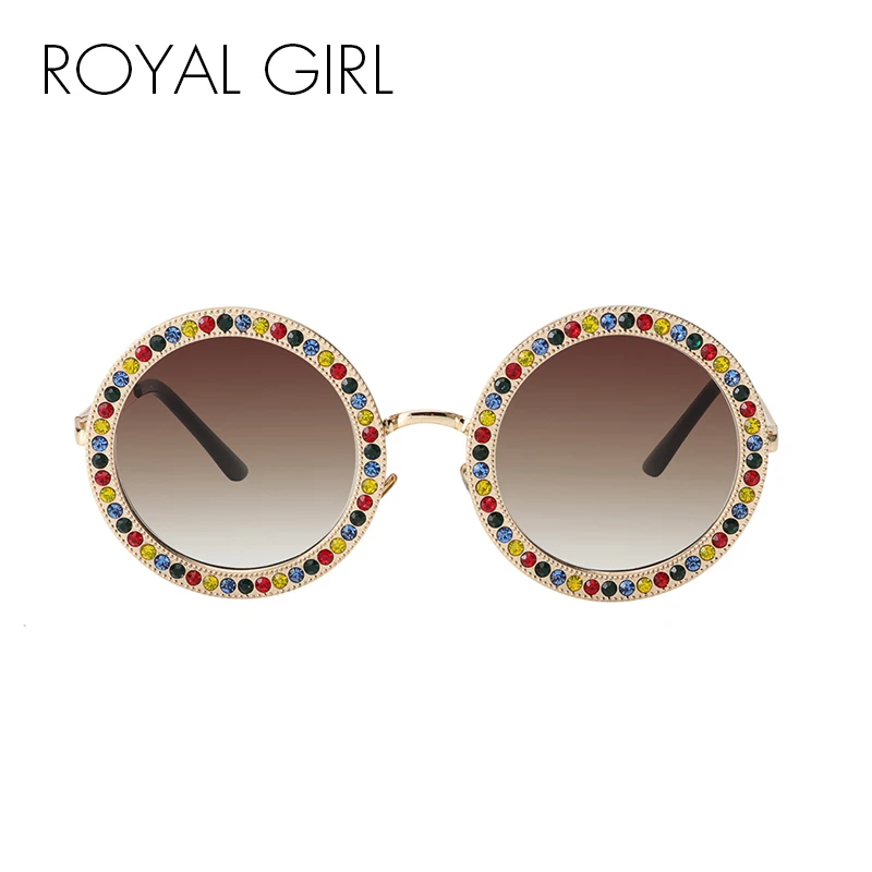 ROYAL GIRL, женские круглые солнцезащитные очки с кристаллами, фирменный дизайн, роскошные стразы, солнцезащитные очки высокого качества, UV400 ss970