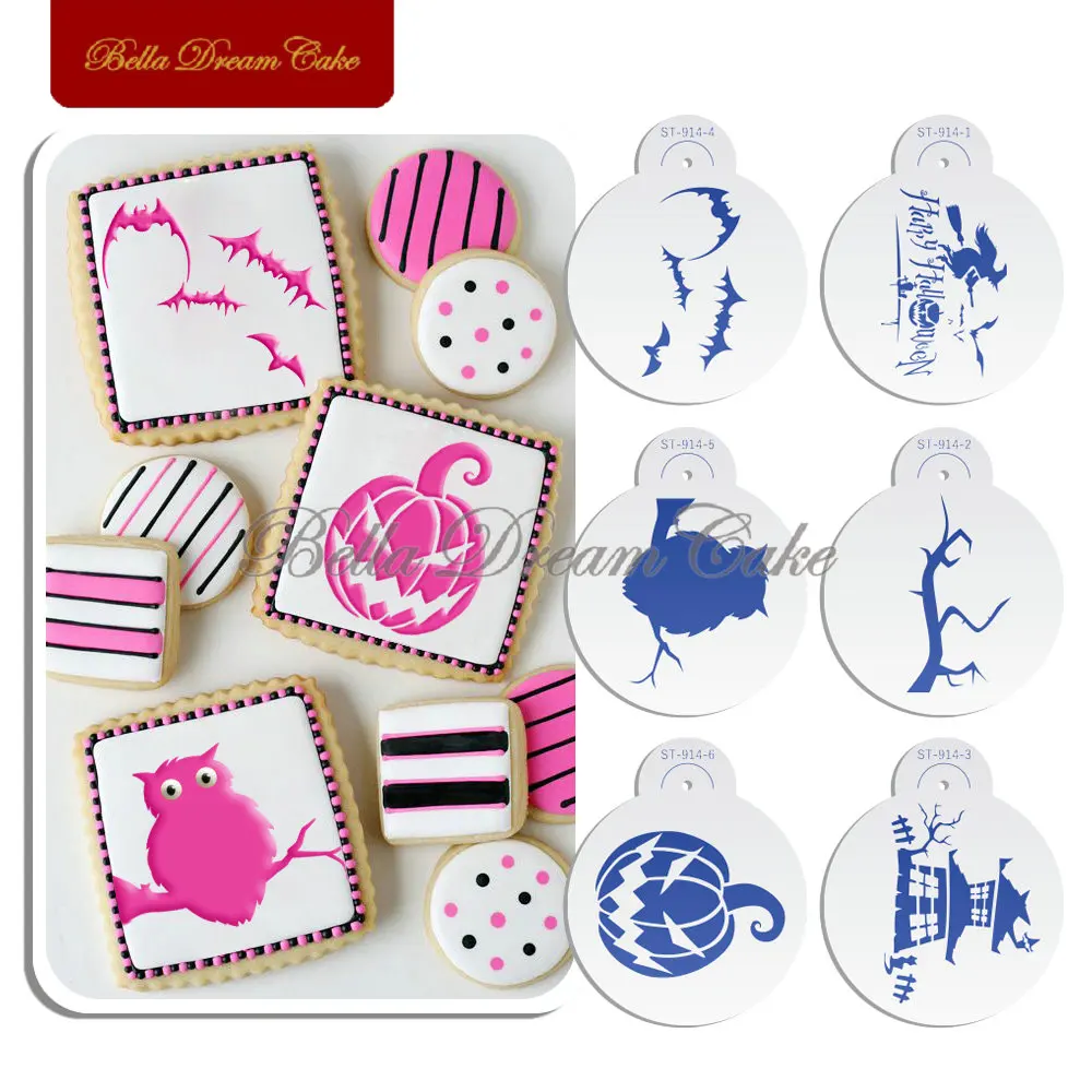 Трафареты для Хэллоуина сова летучая мышь печенье трафареты кофе шаблон помадка