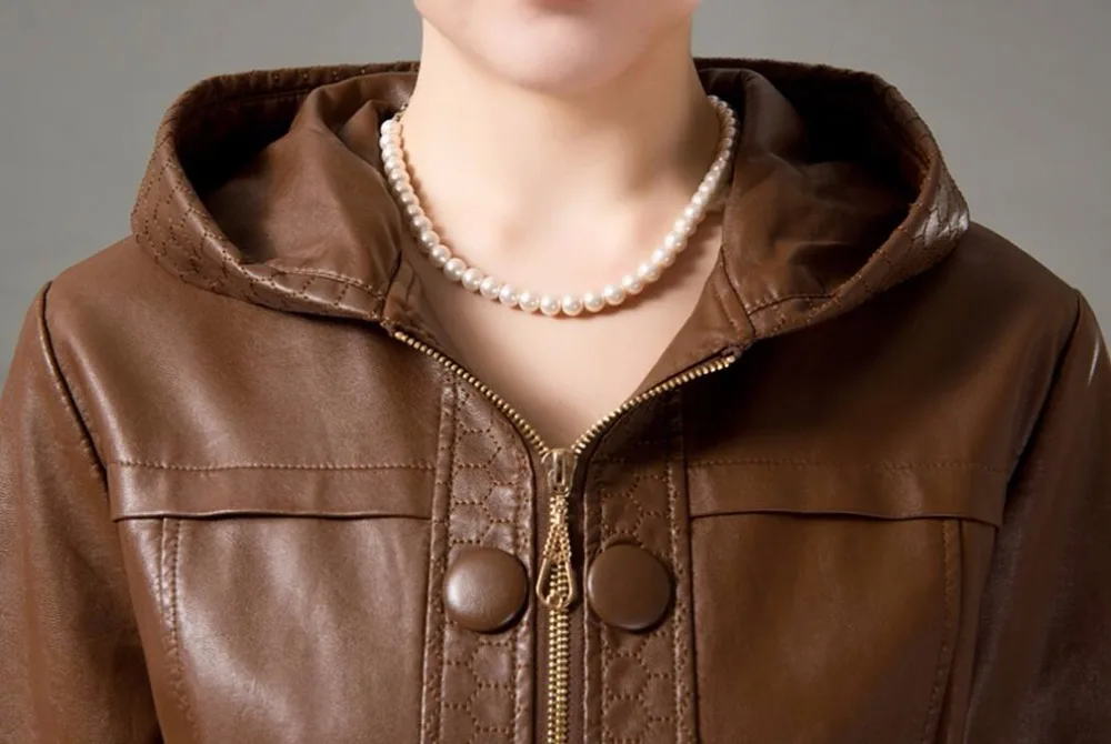 Женское кожаное пальто длинная приталенная кожаная куртка большого размера на