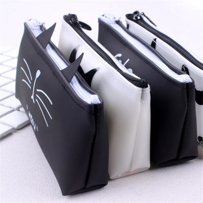 Корейский милый силиконовый Кот креативный пенал для карандашей Kawaii Забавный