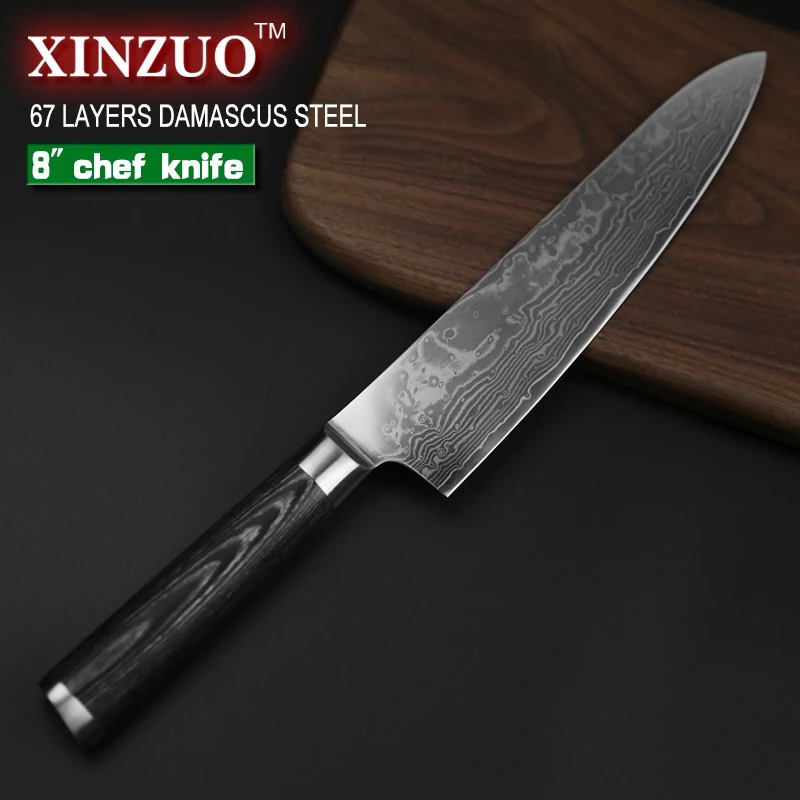 XINZUO 8 &quotдюймов нож шеф повара Китай 67 слой дамасский кухонный из нержавеющей