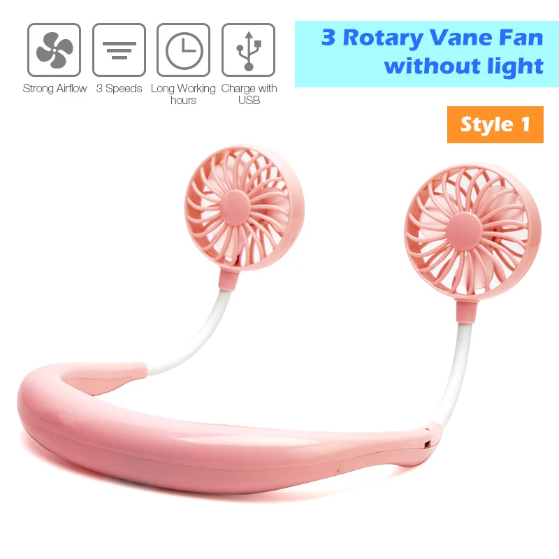 Розовый 2000 mAre USB Портативный вентилятор Hands-free шее висит зарядка через usb мини Портативный спортивный болельщик 3 шестерни Usb кондиционер - Цвет: Розовый