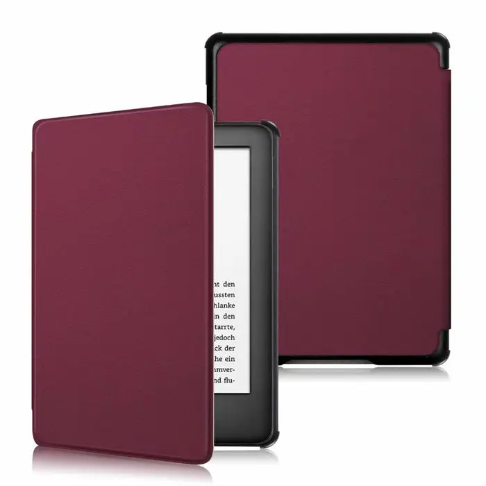 Wine red Для Amazon Kindle из искусственной кожи чехол с принтом тонкий 6 ''Электронная книга E-reader Kindle 10th 658 Smart Wake Up - Цвет: Wine red