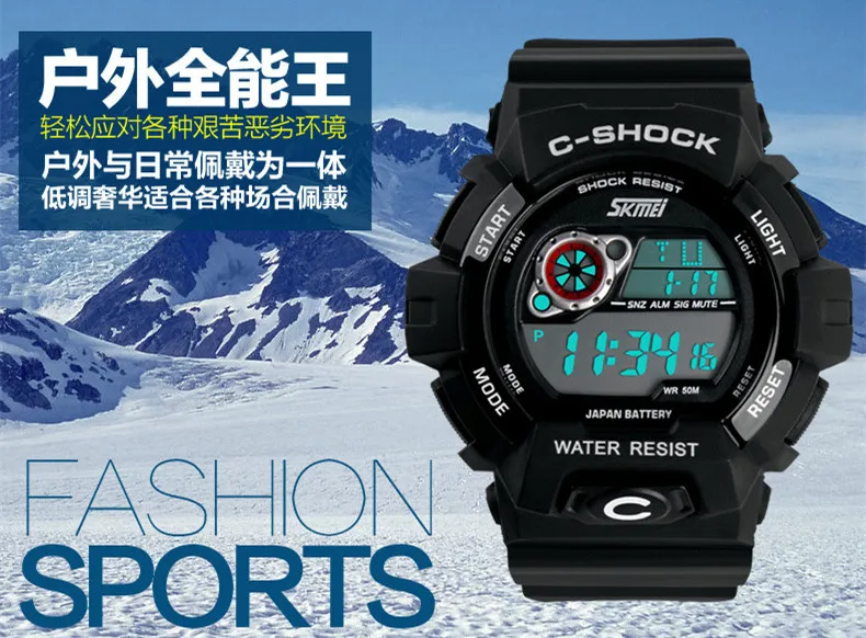 Классные Спортивные Мужские Цифровые часы с хронографом мужские светящиеся