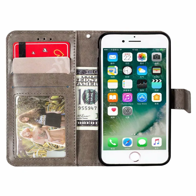Чехол-подставка из искусственной кожи для Iphone X, XR, XS, Max, 8, 7, 6, 6S Plus, 5S, 5, роскошный силиконовый чехол-книжка с отделением для карт