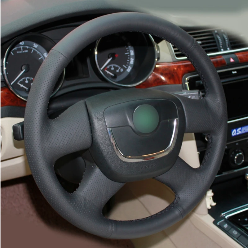 DIY черный искусственная кожа Чехол рулевого колеса автомобиля для Skoda Octavia Superb 2012 Fabia Skoda Octavia a5 2012