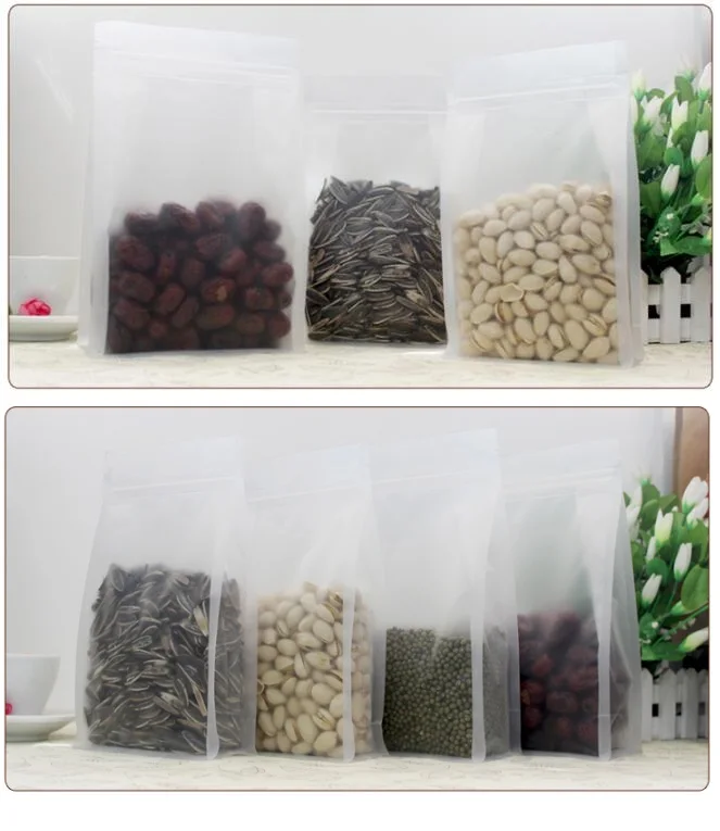 Прозрачный матовый встать мешок Ziplock упаковка матовая мешок для напитков Кофе bean снэк-cookie Ясно Cat корма для собак сумка