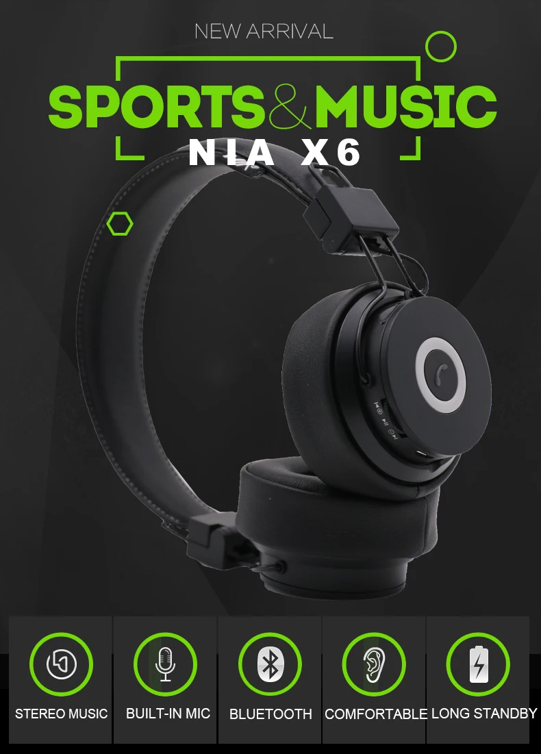 Оригинальная гарнитура NIA X6, беспроводные стерео наушники Bluetooth, fone de ouvido, bluetooth, с микрофоном, поддержка TF карты, fm-радио, наушники