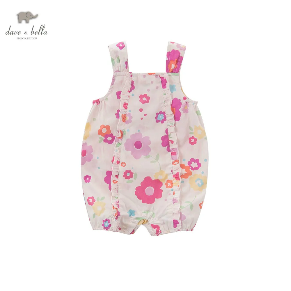 Db4415 Dave Bella Лето новорожденного для маленьких девочек хлопковый комбинезон
