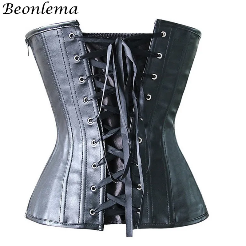 Beonlema корсет из искусственной кожи Готический Топ открытая Сексуальная черная