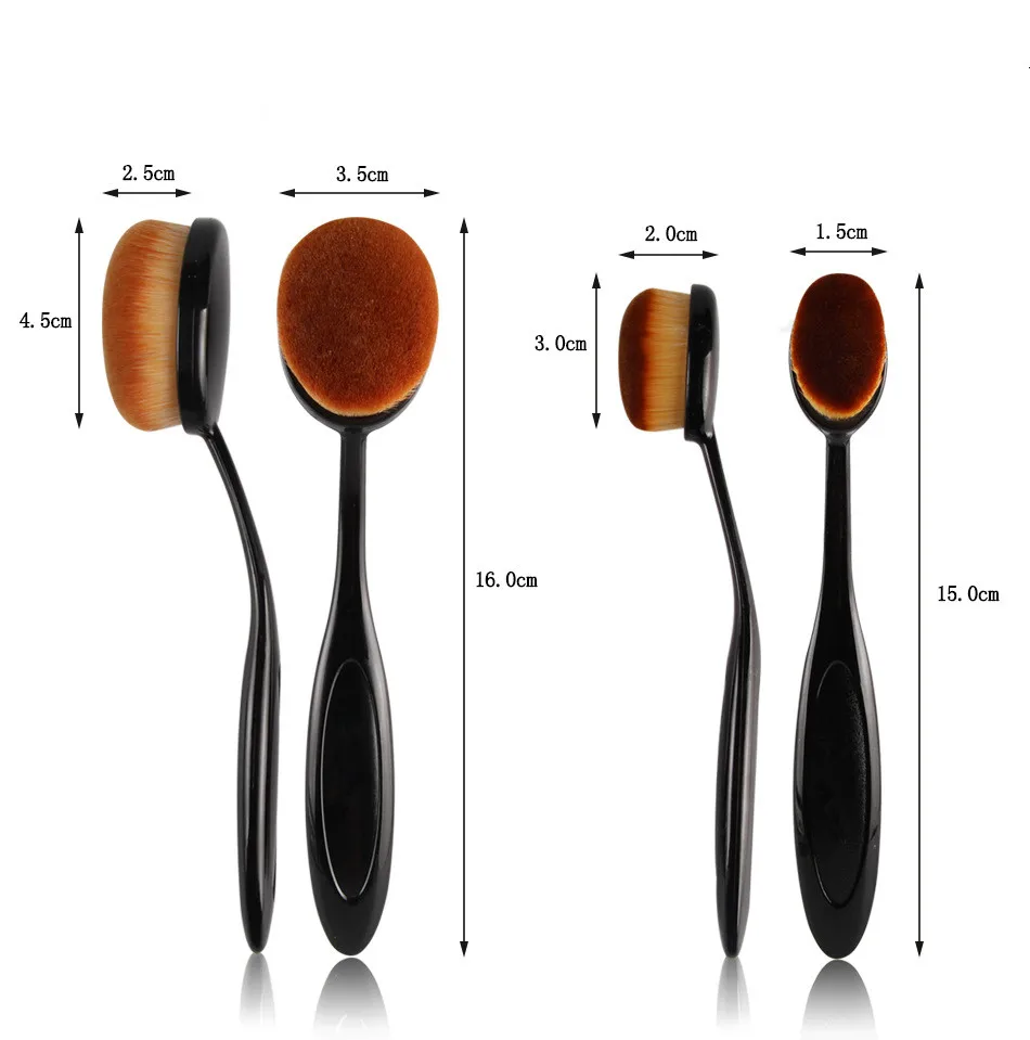 1 шт. профессиональная овальная зубная щетка Кисть для макияжа большой размер