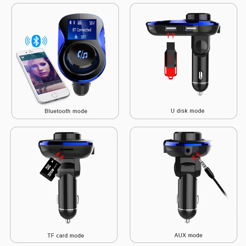 BONOLA Многофункциональный Bluetooth Handsfree Car Зарядное устройство 2USB цифровой Дисплей MP3