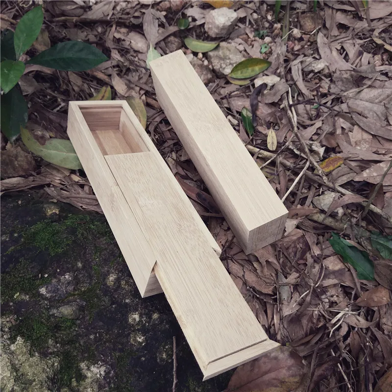 Прямоугольная бамбуковая деревянная коробка с раздвижной крышкой для столовых