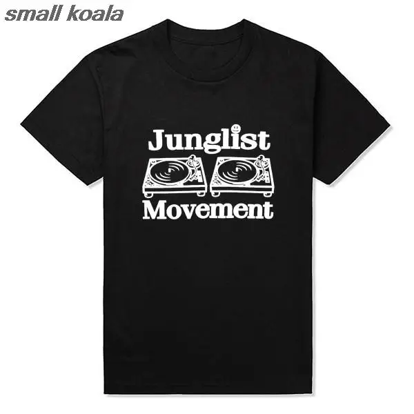 Барабанные и бас Клубные вертушки палубы музыка DNB человек Junglist движение футболки MenCotton O образным вырезом мужские футболки - Цвет: black whtie