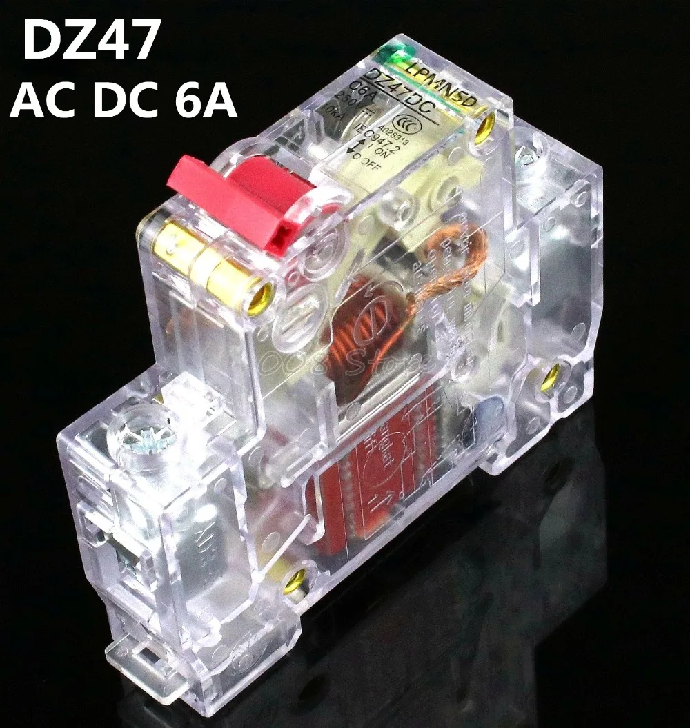 1P 6A 230/400v~ Мини автоматический выключатель MCB C45 C Тип AC DC