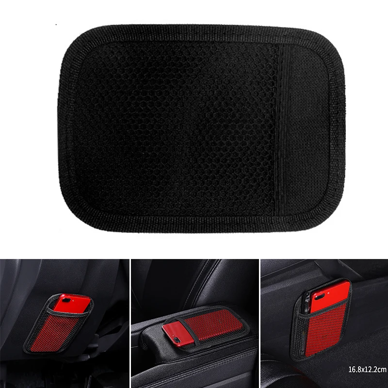 1pc car Storage Bag 16.8*12.2cm Black Universal auto Stick-up Mesh Net Storage Bag Phone Holder Organizer Pouch accessories