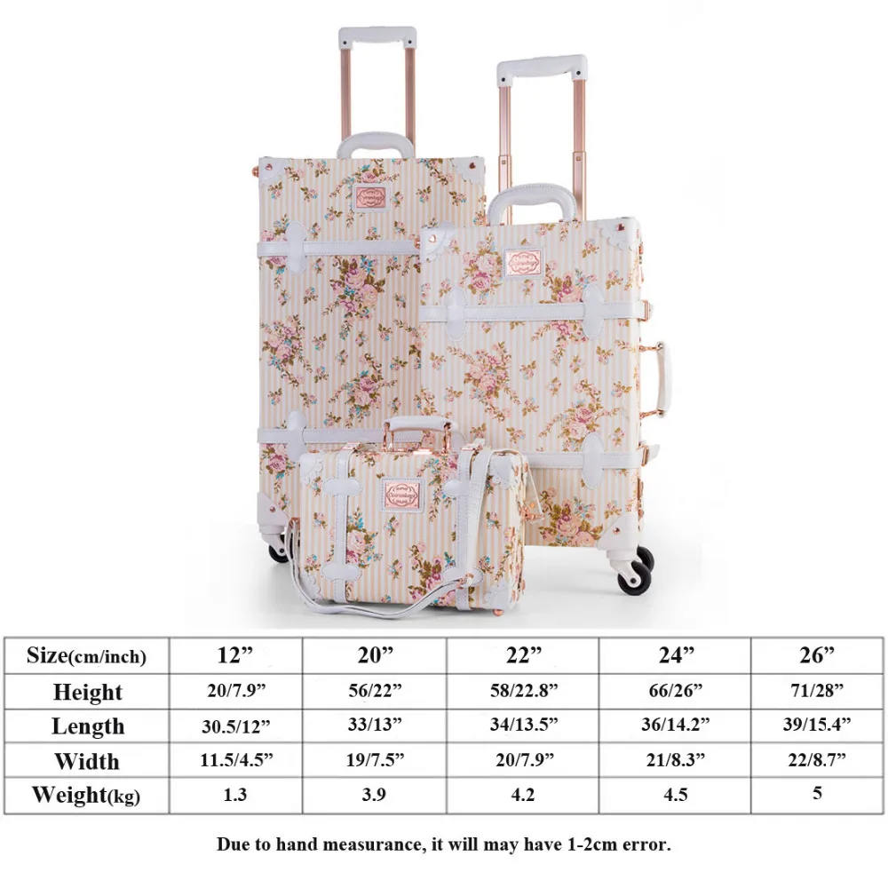 COTRUNKAGE Цветочная Valise 20 &quot 26&quot дизайнерский Pu кожаный женский винтажный чемодан