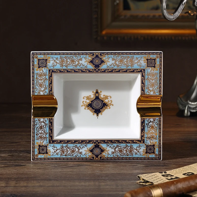 Лучшая цена красивая элегантная керамическая пепельница с рисунком в клетку