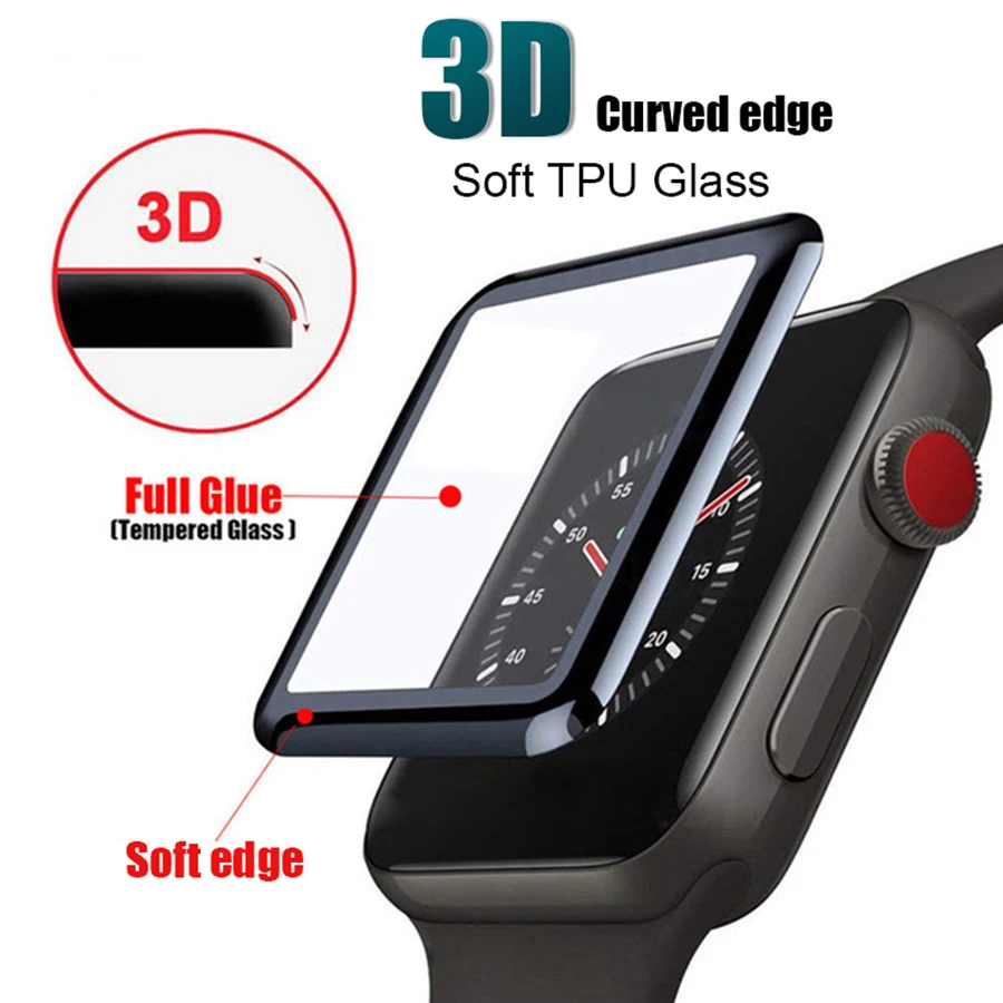 Для iWatch защитная пленка полное покрытие 3D изогнутое мягкое закаленное стекло для
