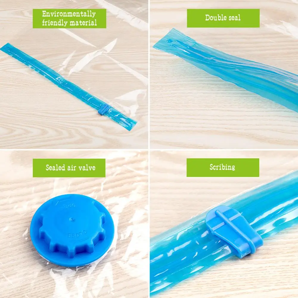 Вакуумная сумка для одежды с клапаном прозрачная граница складной сжатый