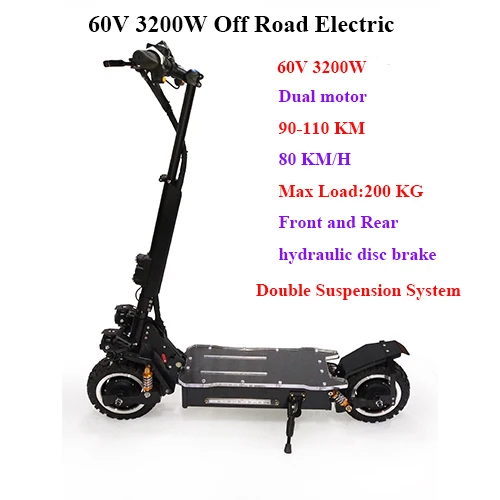 Samsung 60V30Ah 60 в 3200 Вт Мощный электрический скутер для бездорожья 80 км/ч 11 дюймов складной двухколесный скутер для взрослых Электрический мотор - Цвет: Samsung 60V30Ah