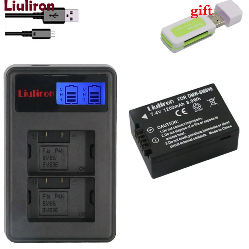 charger and 1battery 3 шт. DMW-BMB9 DMW-BMB9E DMW BMB9 батарея+ ЖК дисплей Dual USB зарядное устройство для Panasonic Lumix DMC FZ40K FZ45K FZ47K FZ48K FZ60 FZ70 FZ100 - Цвет: charger and 1battery