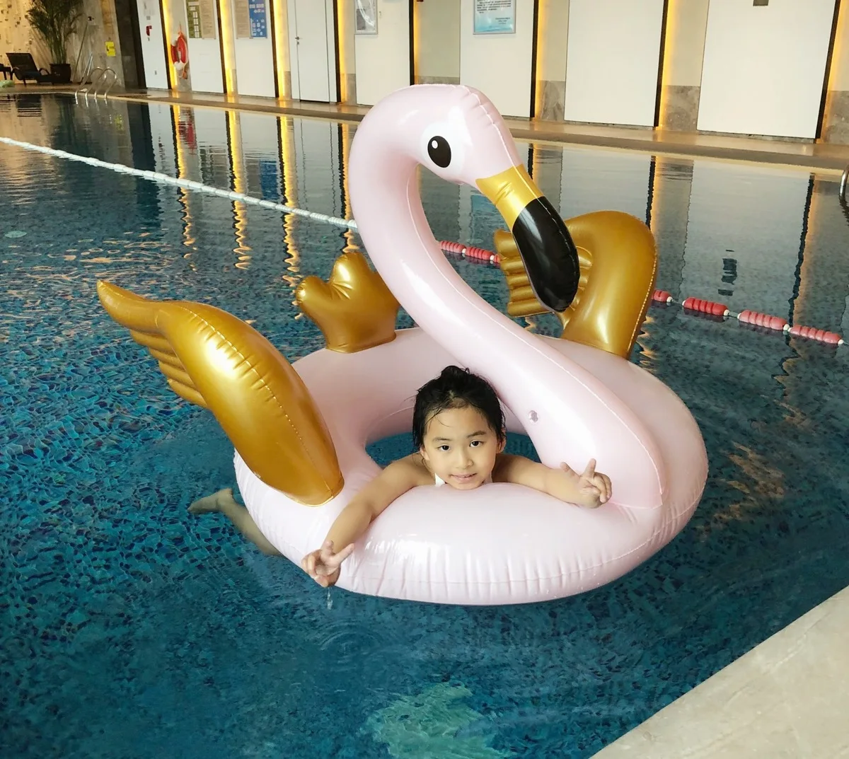 Rose Gold 130cm Giant Inflatable Flamingo Pool Float Newest Pink Ride-On Swimming Ring For Adults Summer Water Holiday Party Toy | Игрушки и