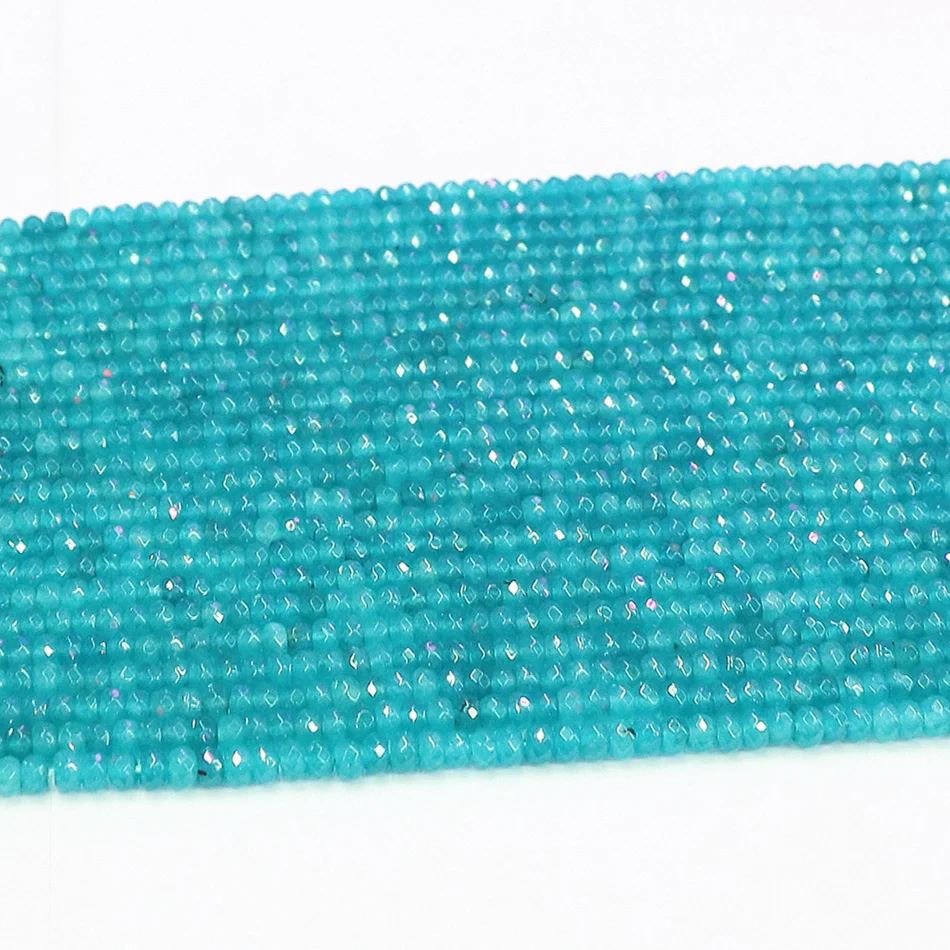 Лидер продаж бусины из натурального камня синего цвета 2*4 мм граненые abacus chalcedony