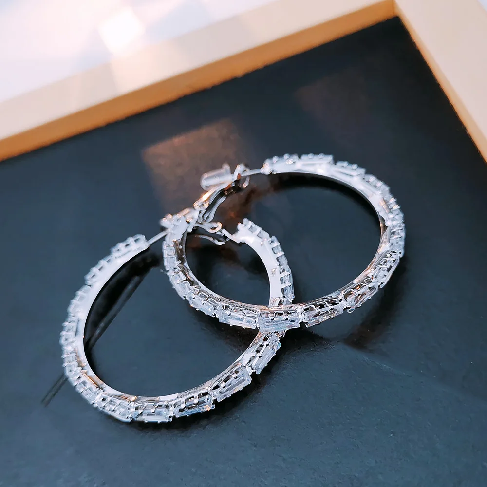 Серьги YUN RUO из кубического циркония серьги в виде кольца S925 серебряные