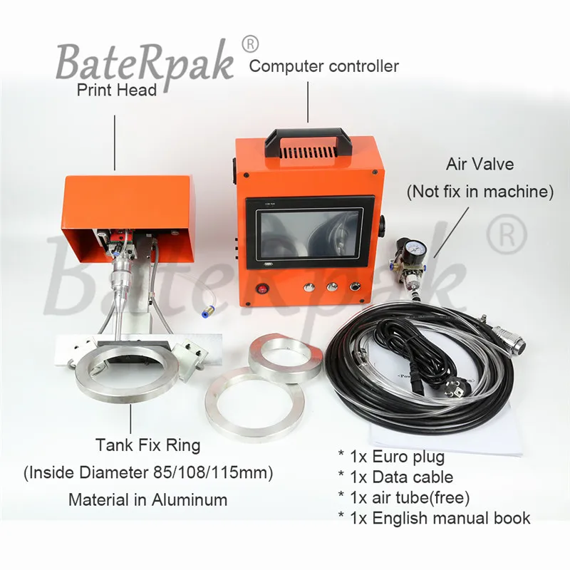 PMK-G01 BateRpak портативный вин номер маркировочная машина, кислород, азот, углекислый газ стальной Воздушный бак номер партии принтер, 80*40 мм