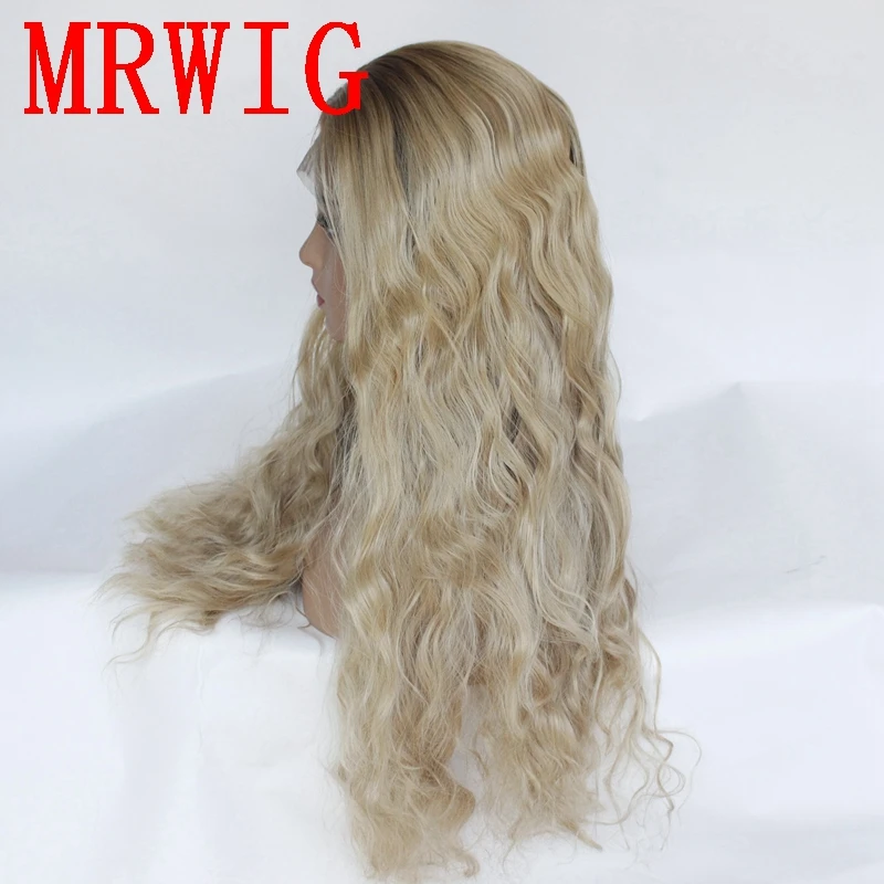 MRWIG длинный кудрявый коричневый/27 # mixed613 средняя часть короткие темные корни