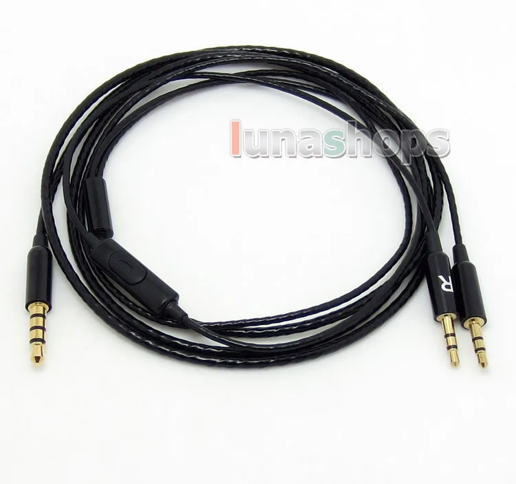 

LN004638 Black 5N OFC With Mic Remote Cable For Sol Republic Master Tracks HD V8 V10 V12 X3 Headphone