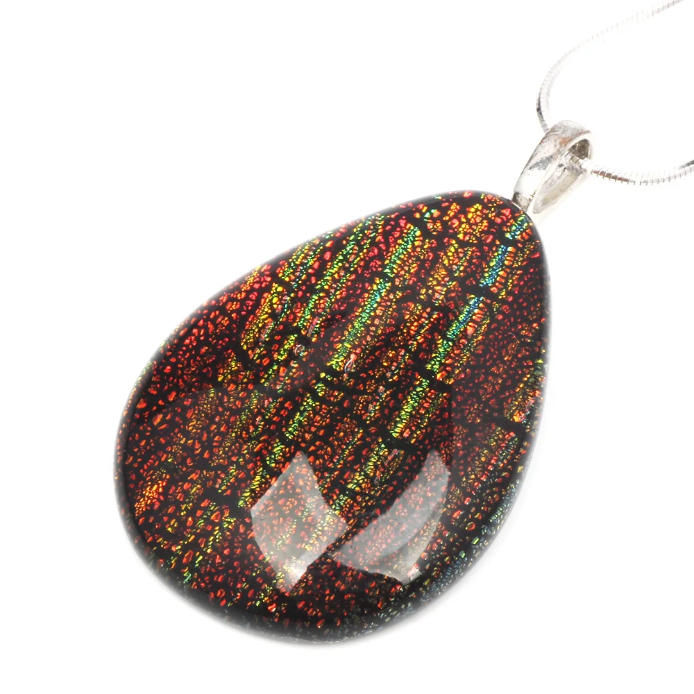 

OlingArt Colorful gold foil Orange Jewelry Pendant Limited edition Water drop Lampwork Glass Pendant for Necklace NEW 2018