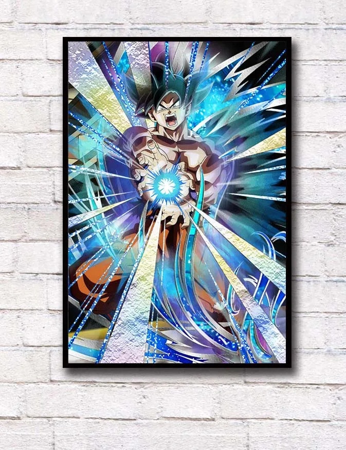 FX060 Dragon Ball Super Ultra Instinct Goku Япония Аниме Комикс горячий плакат искусство шелковые светлые холщовые современная домашняя, комнатная, настенная Печатный Декор - Цвет: Прозрачный