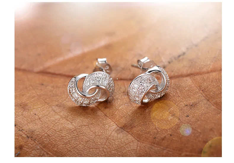 Высокое качество AAA кубический цирконий Кристалл Bijoux S90 Серебряный Лариат двойной круг серьги гвоздики для дизайнерских женщин девушка подарок на вечеринку