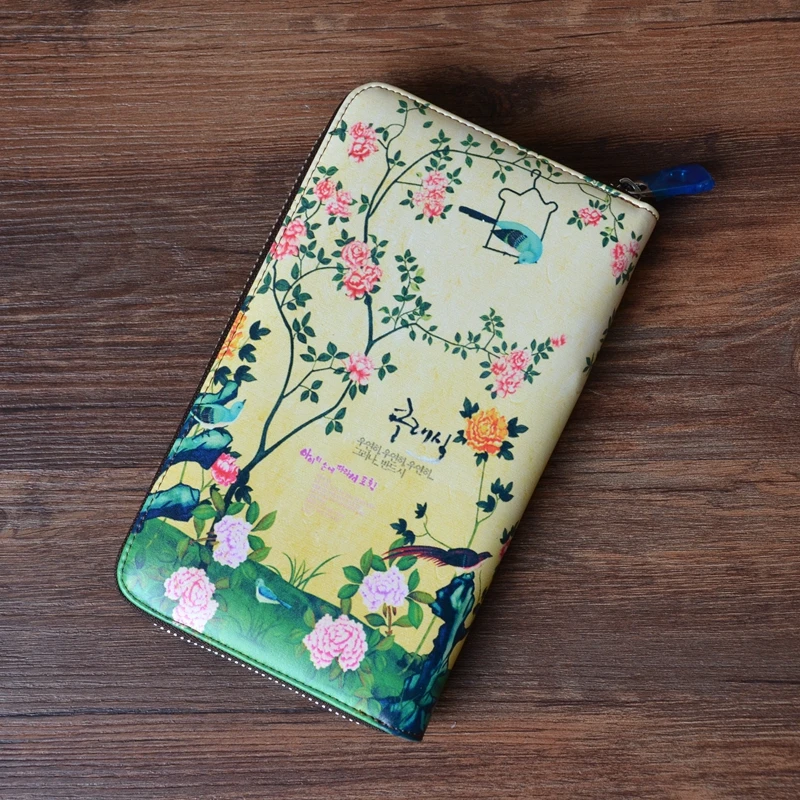 Длинный кошелек из натуральной кожи с рисунком милая женская сумка клатч