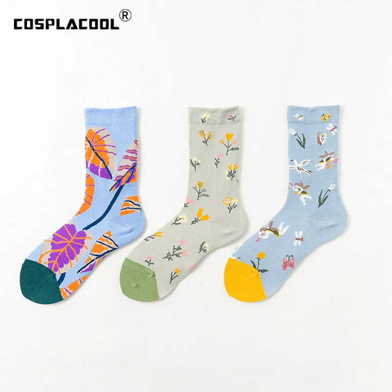 COSPLACOOL корейский стиль Харадзюку носки милые забавные жаккардовые Цветочные