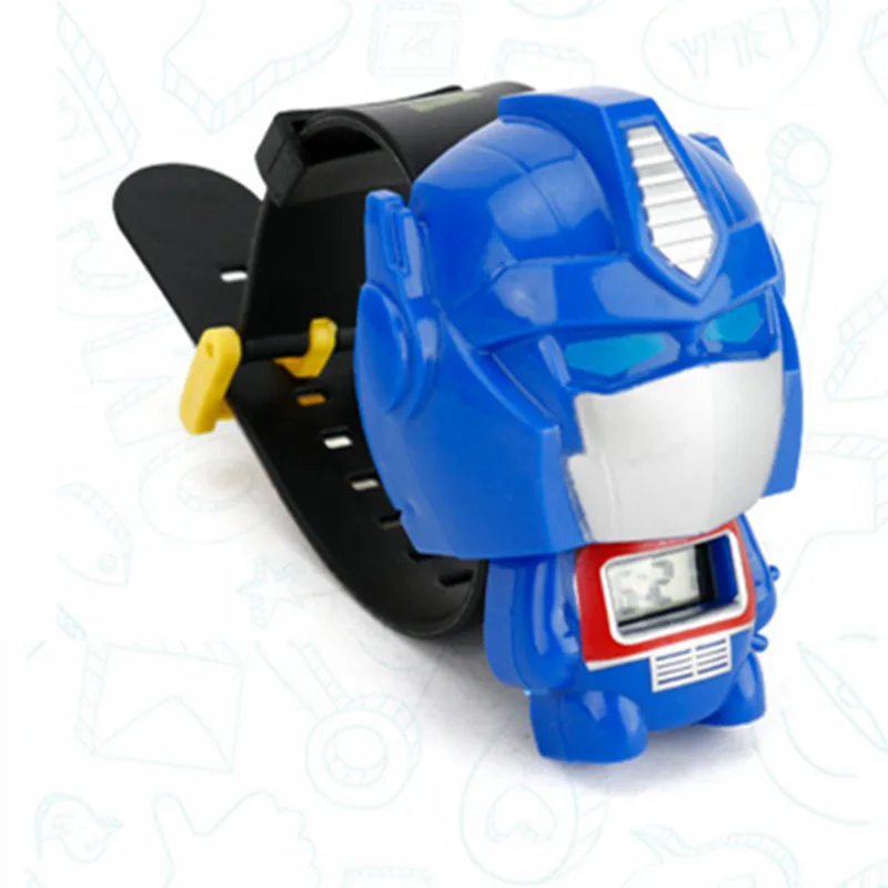 Optimus prime Детские часы Relogio Infantil hello kitty детские Мультяшные часы модные детские часы для девочек и мальчиков милые резиновые кожаные электронные часы подарки - Цвет: Optimus prime
